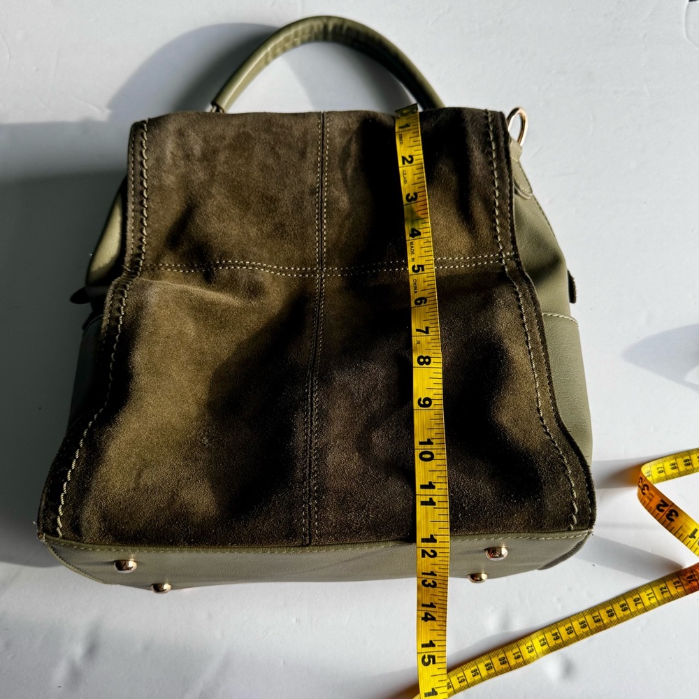 Moda Luxe Olive Green Suede & Leather Backpack Vegan - Picture 7 of 16